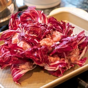 Rosa di radicchio (Radicchio Rose) ready for the oven