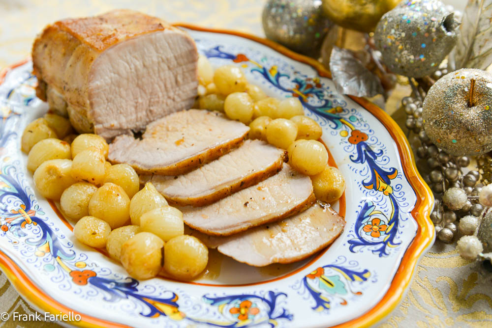 Arrosto di maiale con cipolline