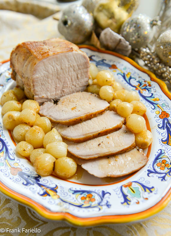 Arrosto di maiale con cipolline