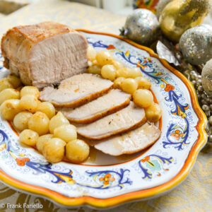 Arrosto di maiale con cipolline